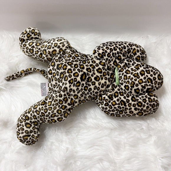 TY Pillow Pal SPECKLES Leopard Plush Green Bow1996 Cheetah Stuffed Animal 13" - Picture 7 of 9